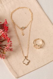 Heliophilia Silver Conjunto de Collar y Anillo CSET9926 Dorado